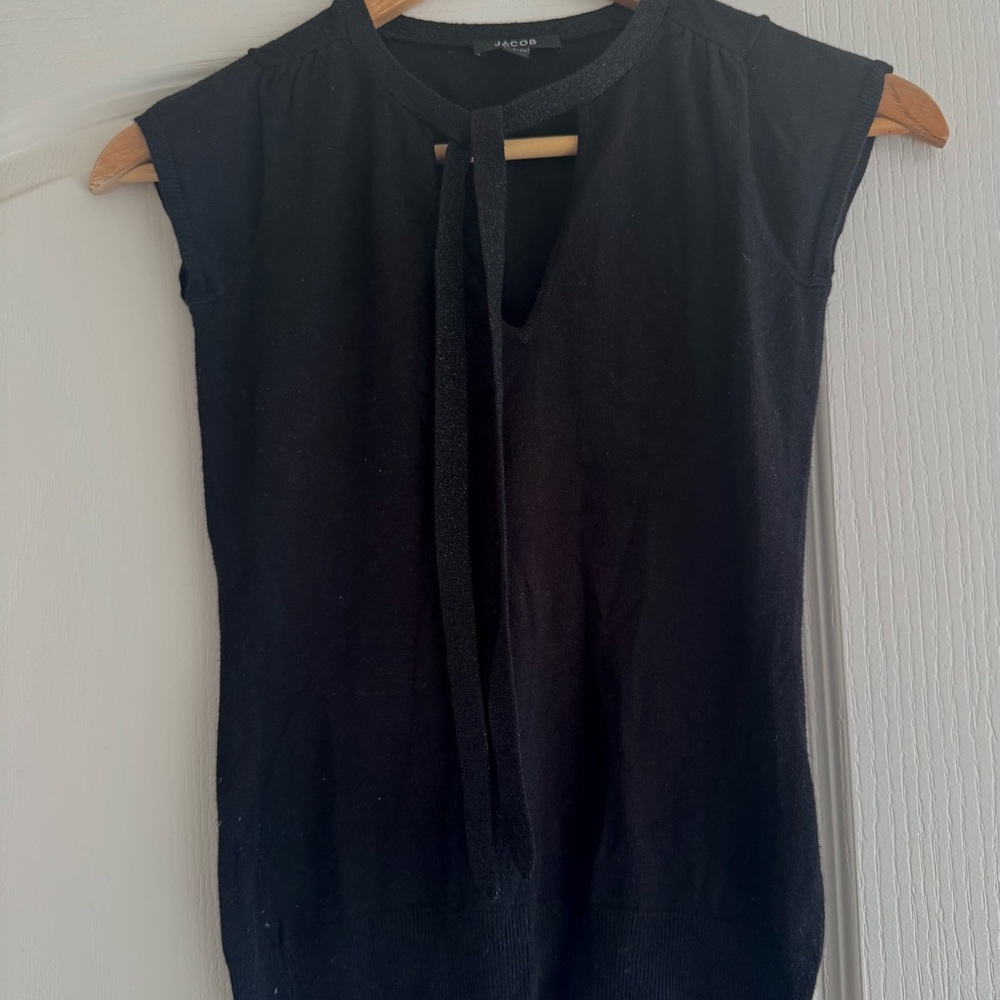 Jacob Tie Front Blouse, black with sparkly details around the neck